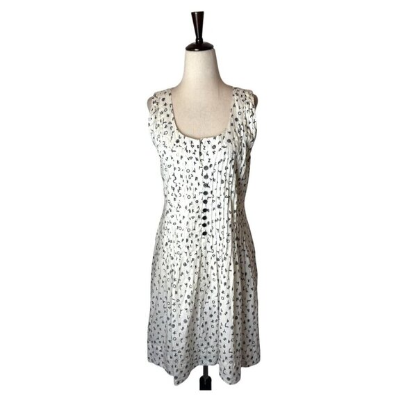 Modaposa‎ Dress Women Medium White Black Alphabet Cotton Alegra Mini Artsy - Picture 2 of 14